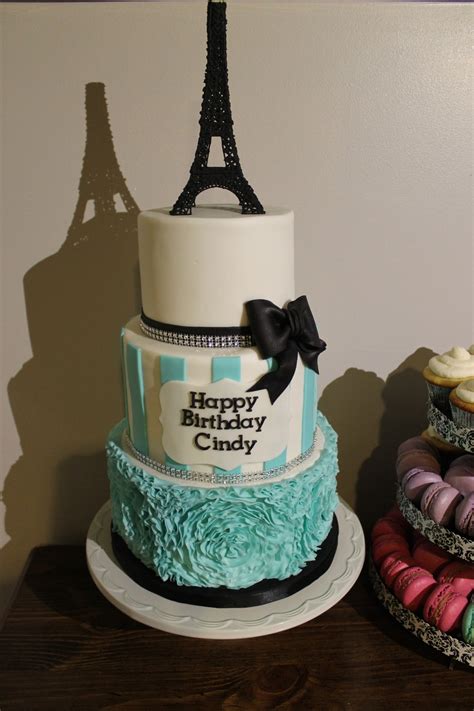 Welcome guests with french party decorations like french flag cutouts and banners. Paris Themed Birthday Cake - CakeCentral.com