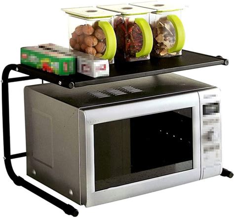 Cld Home Microwave Shelf Microwave Oven Rack Stand Shelf Metal Black Kitchen Storage Organiser