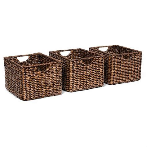 birdrock home storage shelf baskets abaca seagrass wicker baskets with handles set of 3
