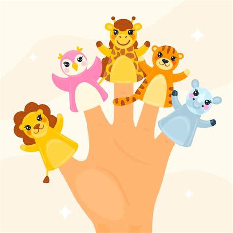 Free Vector Pack Of Hand Drawn Adorable Finger Puppets