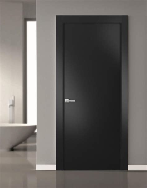Modern Solid Interior Door With Handle Planum 0010 Black Matte