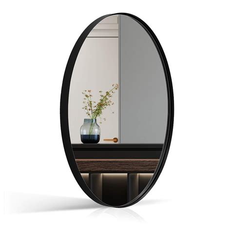 Andy Star Wall Mirror For Bathroom 24x36 Large Black Oval Mirror For