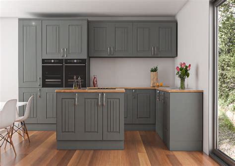 This mysterious yet inviting kitchen features a matte dark grey kitchen island. Avondale Super Matt Dust Grey Kitchen Doors | Made to ...