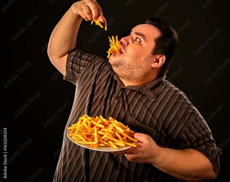 Foto De Diet Failure Of Fat Man Eating Fast Food Overweight Person