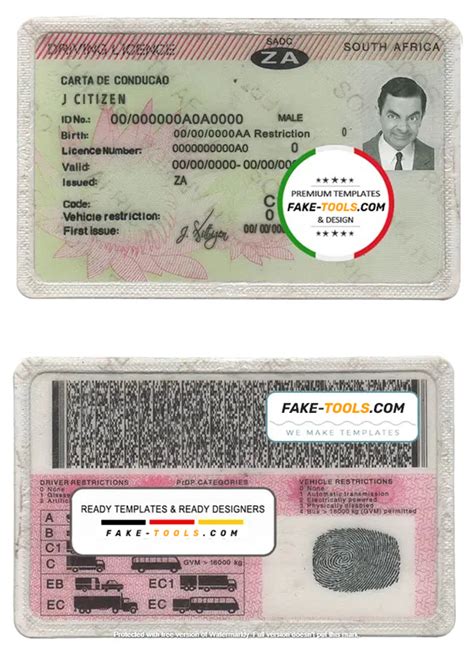 South Africa Driving License Template In Psd Format Fake Tools