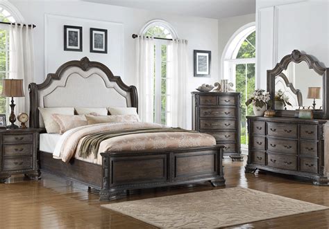 Miah solid wood 3 piece dresser set. Sheffield Antique Gray Queen Bedroom Set | Evansville ...