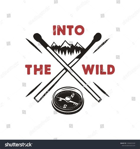 Into The Wild Outdoors Adventure Badge With Royalty Free Stock Vector 1260025339