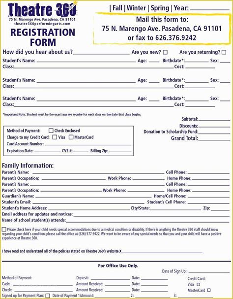Class Registration Form Template Free Of Registration Form Template 9