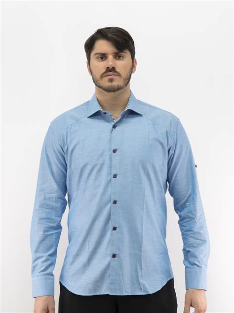 Daccord Mens Long Sleeve Dress Shirt Blue 100 Fine Cotton 4480