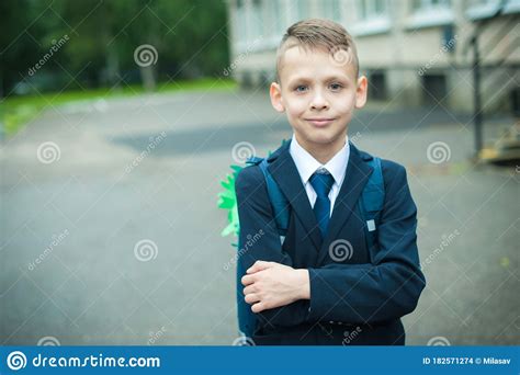 A Boy Goes To School On The First Of September Stock Photo Image Of