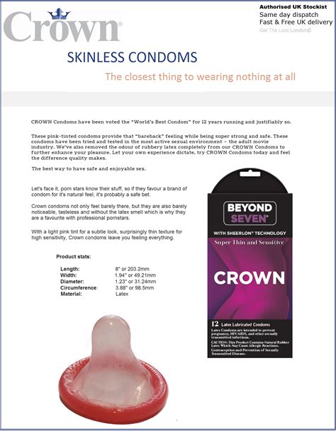 Crown Skinless Skin Thin Lubricated Latex Condoms Natural Feel Bulk