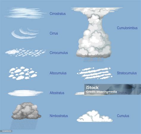 The Different Types Of Clouds With Names Stock Illustration Download
