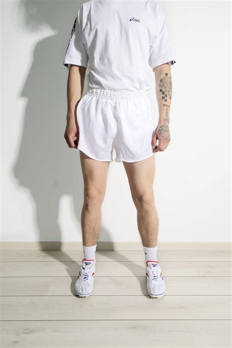 Retro White Sport Shorts For Men Hot Milk Vintage Clothing Online