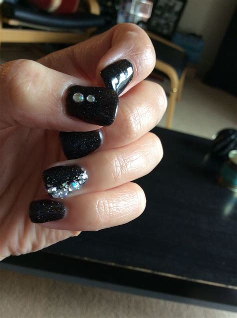 Gel Red Carpet Manicure Black Sparkly An Evening To Remember And Gems