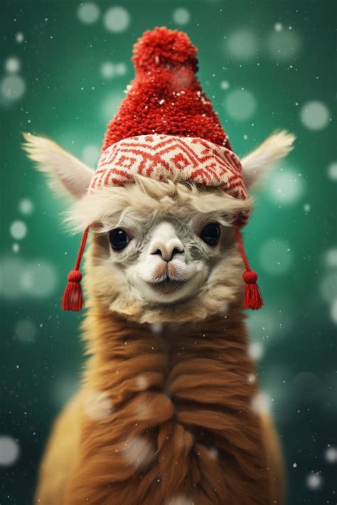 Alpaca Christmas Holiday Mammal Ai Premium Photo Rawpixel