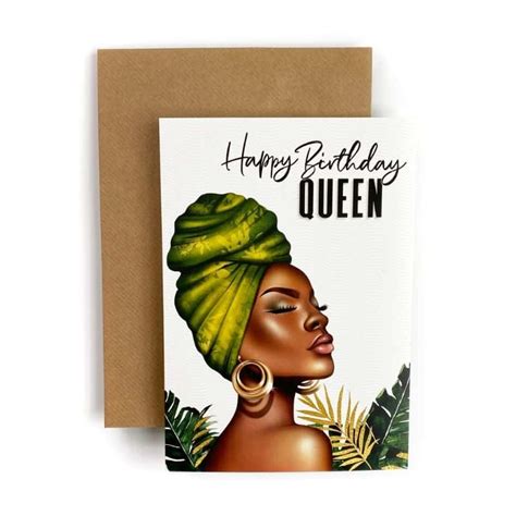 Happy Birthday Black Woman Tribal Inspired Gold Card