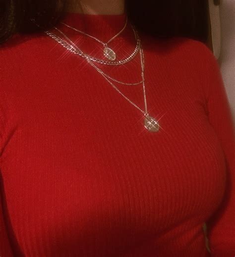 Jewelry Ice Necklace Retro Baddie Red Gold