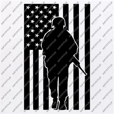 Usa Flag Svg File American Flag Soldier Svg File American Veteran Svg