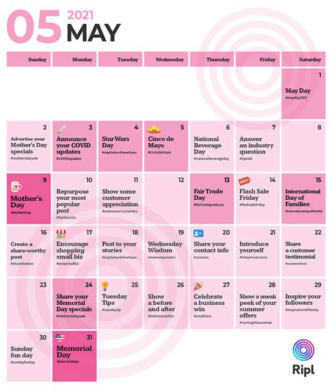 Memorial Day May 2021 Calendar - May 2021 Calendar Calendar May Printable Calendar Design ...