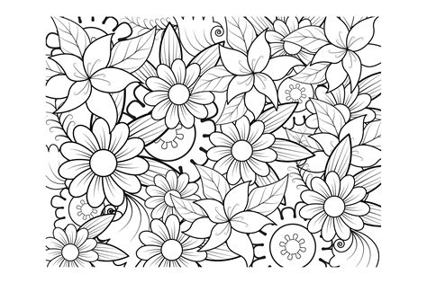 Floral Coloring Page Book For Adults Graphic By Stromgraphix · Creative