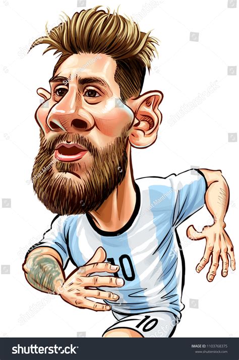 Lionel Messi Argentine Professional Footballercaricature Illustration