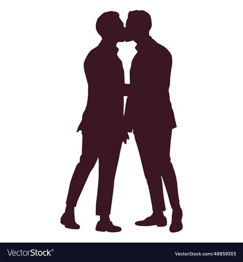 Gay Couple Kissing Silhouette Royalty Free Vector Image