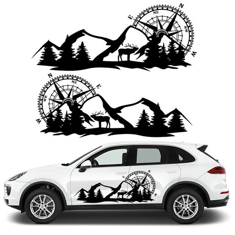 Buy Fochutech Cool Car Stickers For Men Compass Mountain Big Car