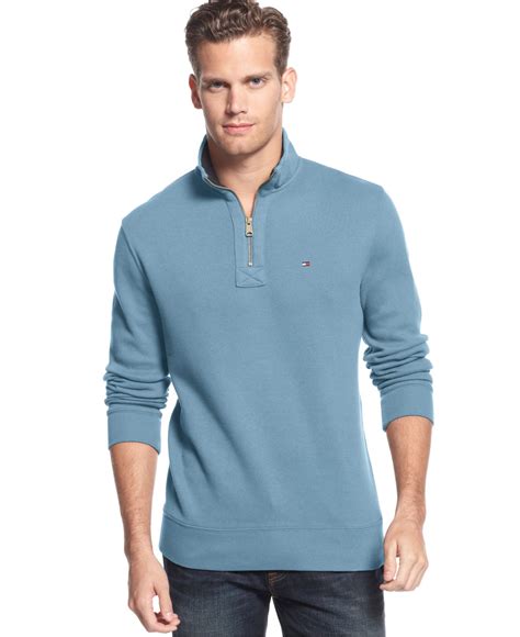 Tommy Hilfiger Half Zip Sweater In Blue For Men Dusk Blue Lyst