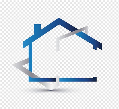 Blue And Grey House Shaped Logo Illustration House Logo Interior