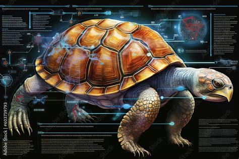 Turtle Cyborg Animal Detailed Infographic Full Details Anatomy Poster