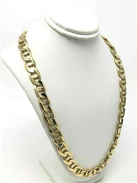 14k Yellow Gold Concave Mariner Gucci Chain Necklace 24 10mm 80 Grams