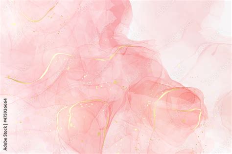 Rose Pink Liquid Watercolor Background With Golden Dots Dusty Blush