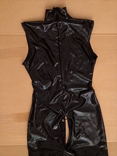 Lafizzle Sexy Lingerie Plus Size Pvc Black Woman Latex Bodysuit Crotchless Catsuit Jumpsuit Faux