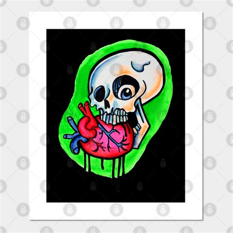 Skull Biting A Heart Skull Heart Posters And Art Prints Teepublic