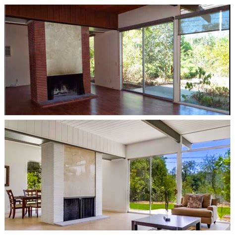 Everything in the now smaller, now dimmer, room, became very orange as light bounced off. Mid-Century Modern Home Makeover Before & After - Living ...