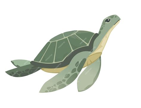 Premium Vector Big Green Sea Turtle Cartoon Cute Animal Design Ocean