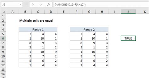 Multiple Cells Are Equal Excel Formula Exceljet