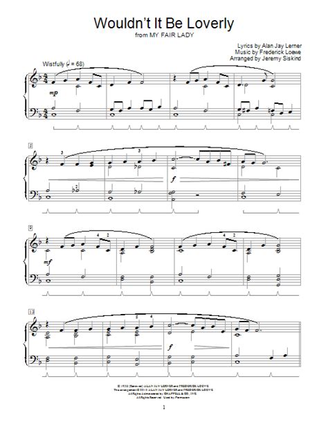 Frederick Loewe Wouldnt It Be Loverly Sheet Music Pdf Notes Chords
