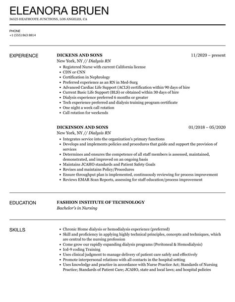 Acute Dialysis Nurse Resume Template Free Pages Word - vrogue.co