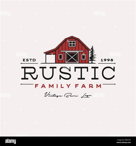Vintage Retro Rustic Barn Farm Logo Design Illustration Stock Vector