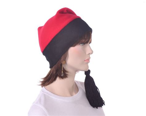 Red Black Phrygian Cap Liberty Hat Fleece Tail Stocking Cap | Etsy