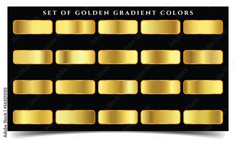 Big Set Of Metallic Gold Gradients Set Of Gold Gradient Vector Palette