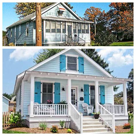 Before And After Curb Appeal Restore And Open Up Porch Add Dimension And Interest