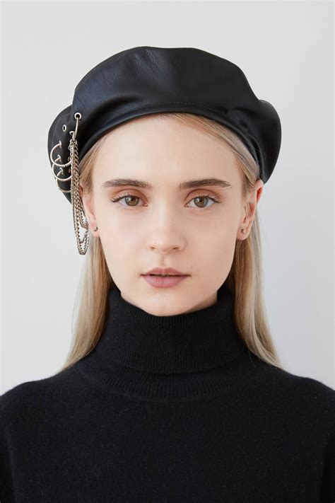 Black Leather Beret Military Hat Beret Hats For Women Aesthetic Hat 90s Clothing French