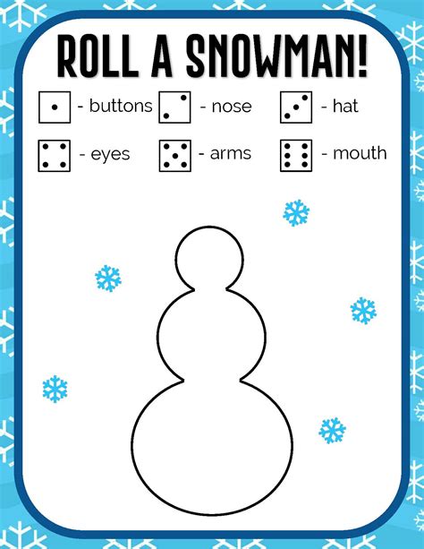 Roll A Snowman Game Free Printable
