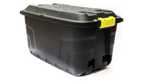 Buy Strata 110l Heavy Duty Wheeled Plastic Storage Trunk Black