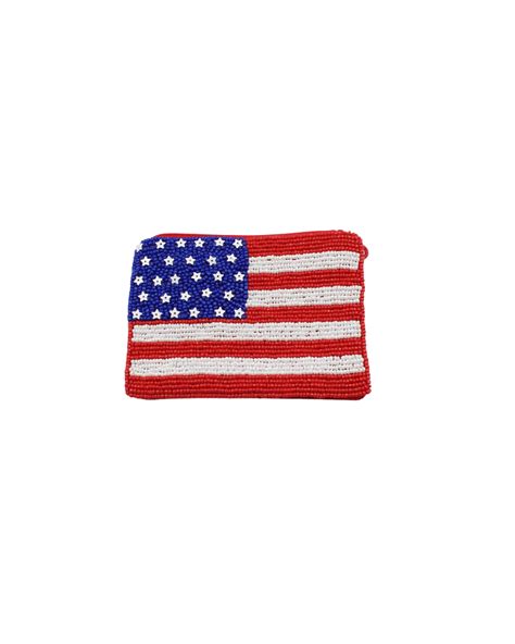 American Flag Beaded Coin Pouch Sam Moon Trading