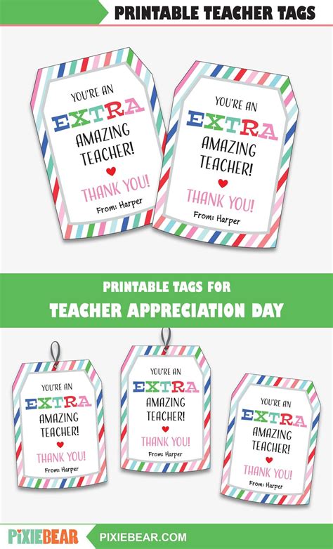 Teacher Appreciation Gum Tag Printable Teacher Thank You Etsy