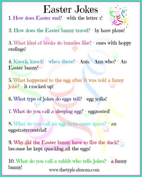 Printable Free Easter Jokes For Kids