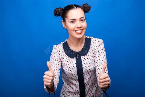 Happy Woman Showing Thumbs Up Stock Image Image Of Portrait Excited